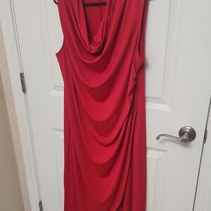 Elegant Red Draped Women's Dress